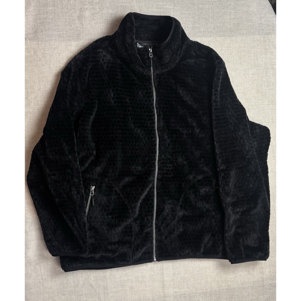 Free Country Black Full Zip Women's Jacket Size Xxl Fleece Faux Fur Softshell